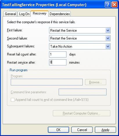 Configuring Service Recovery 2